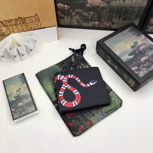 

canvas/genuinel leather snake short mens wallet with box luxurys designers wallet womens wallet purse credit card holder 89, Red;black