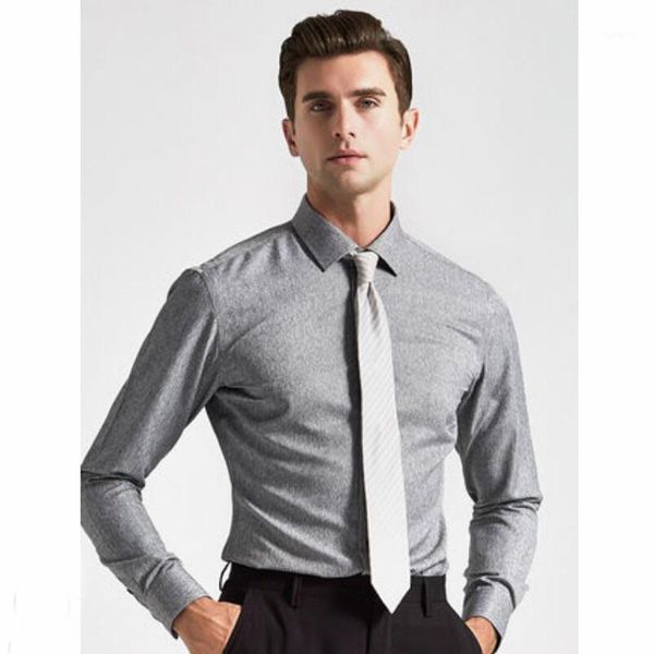 

2020 new cotton shirts men professional non-ironing tailor-made solid gentleman business slim-cut shirt gray, White;black