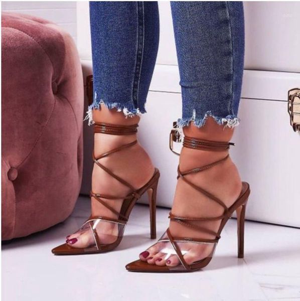

women's sandals women's sandals pointed straps transparent pvc thin1, Black