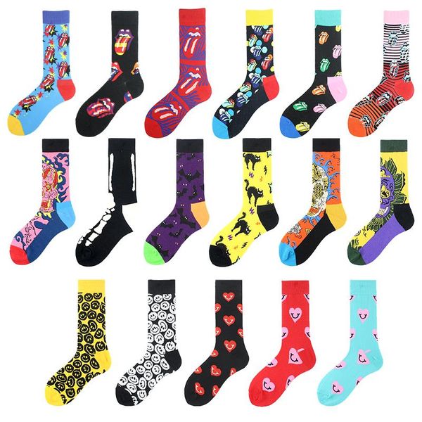 

men's socks product fashion personality autumn winter funny comfortable breathable hip hop happy women, Black