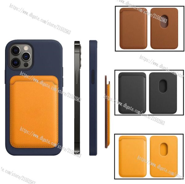 

original official leather magnetic card holder for phone 12 mini 12 pro max safe wallet card bag phone case card package