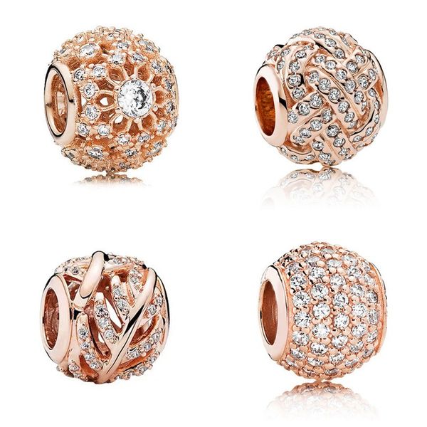 

fits pandora bracelets 20pcs daisy hollow crystal rose gold valentine's day charms beads silver charms bead for women diy european neck, Black