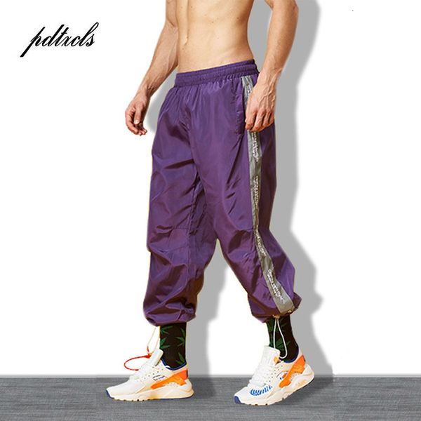 

kleur blok patchwork 3m peflective borduren afdrukken jogger broek mannen/vrouwen herfst mode causual broek trainingsbroek, Black