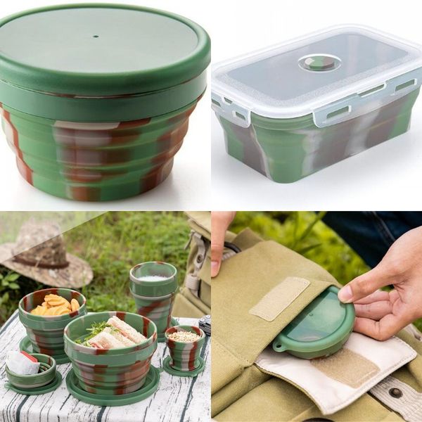 

silicone folding bowl portable outdoor circular bowls travel food grade silicones with cover tableware new arrival 11 45xt6 l1