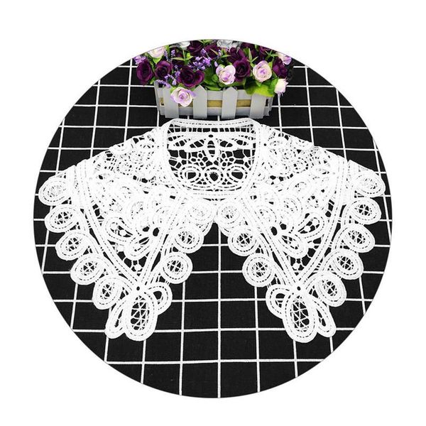 

white milk silk big collar flower korean women's hollow lace detachable lapel shirt fake collar women clothes acc jllojk, Blue;red