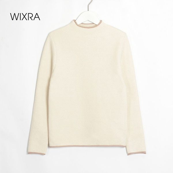 

wixra womens knitted pullover sweater ladies long sleeve basic velvet jumpers autumn spring new fashion c1121, White;black