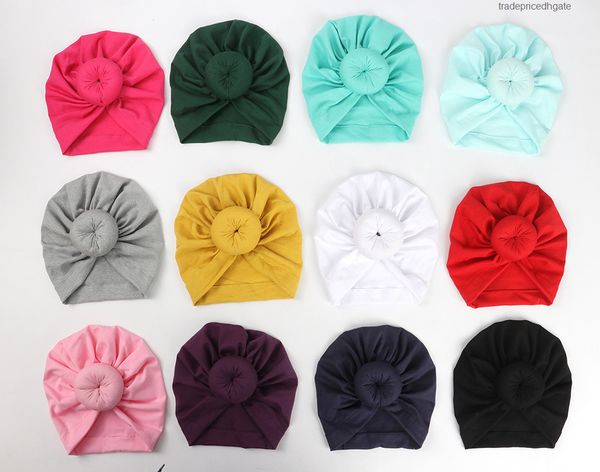 

knot 11 infant toddler cute colors ball indian turban cap kids spring autumn caps baby donut hat solid color cott