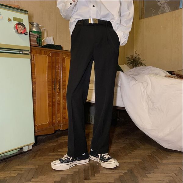 

2020 male new pants loose version the trend in a straight line 3y6s, White;black