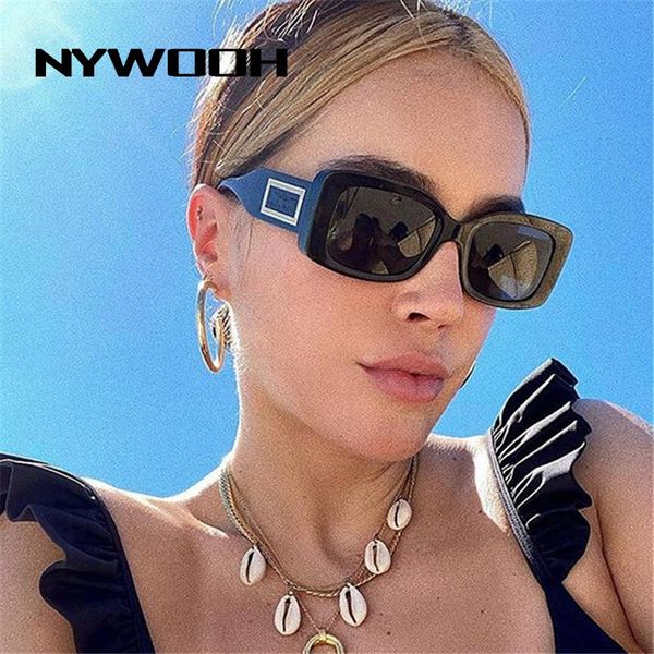 

sunglasses nywooh vintage rectangle for women men brand designer gradient sun glasses ladies retro eyewear uv400, White;black