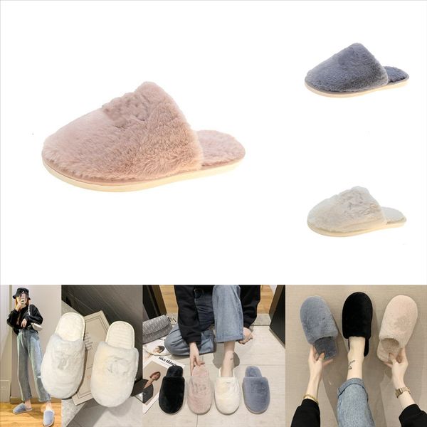 

jlw9z slippers quality fashion women slides winter furry slippers latest autumn winter leisure plush flops fuzzy girl plush slipper flip, Black