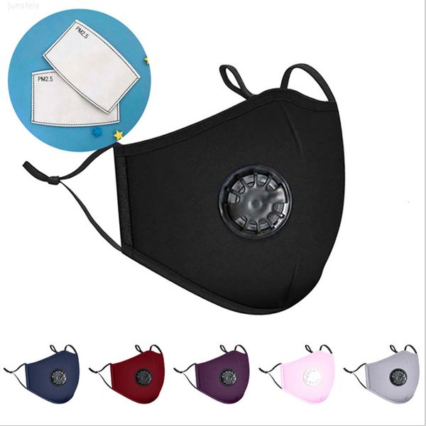 

breathing valve pm2.5 face mask with 2pcs replaceable filter washable reusable respirator dustproof cotton mouth cover