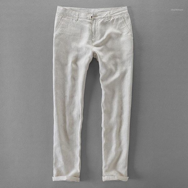 

100% linen brand pants men casual and business khaki pants mens casual fashion trousers men breathable trousers male pantaloni1, Black