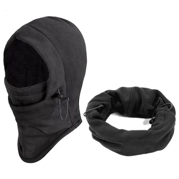 

winter windproof hiking caps,men warm thermal fleece balaclava face beanies,ski bike motorcycle neck warmer helmet hat, Black