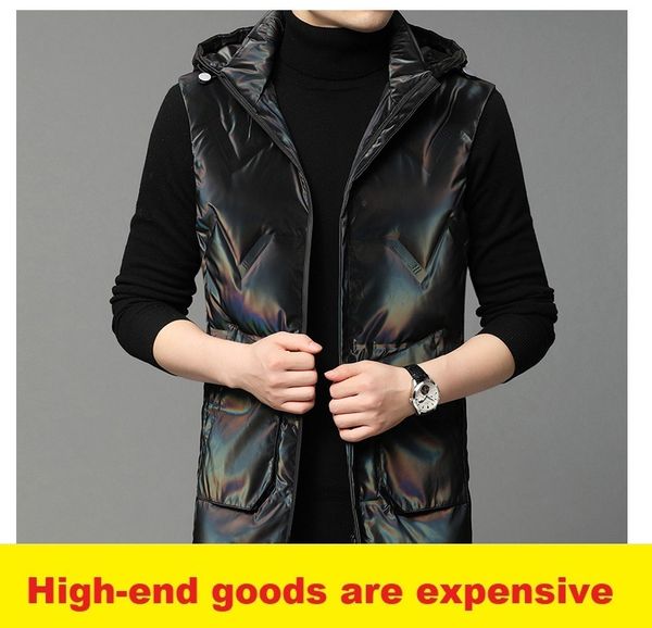 

2020 winter new men's casual hooded down vest youth fashion trend warm waistcoat quality assurance, Black