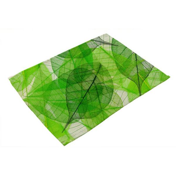 

1pcs green leaf plant pattern kitchen placemat coaster dining table mats cotton linen pad bowl cup mat 4232cm home decor mp0001 h wmtcpq