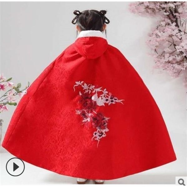 Abbigliamento cinese per bambini mantelle abbinate autunno e inverno mantello lungo berretto antico vento cinese protezione dal vento caldo