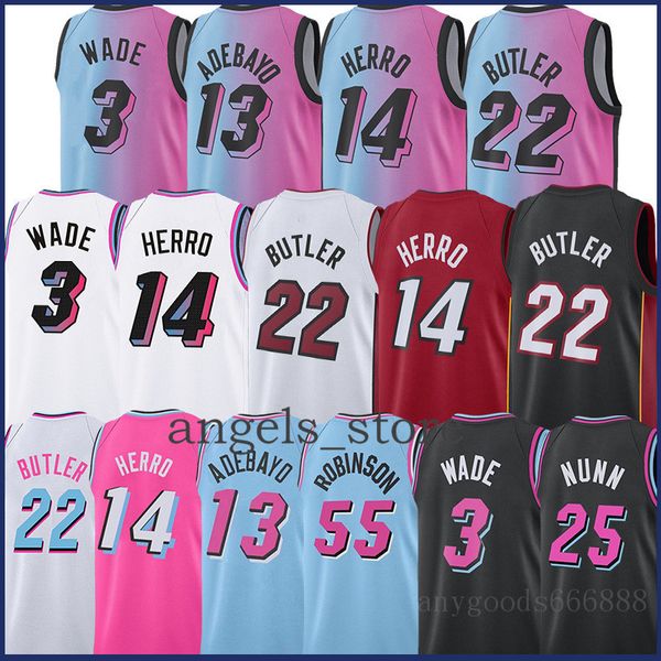 

2021 tyler 14 herro jimmy 22 butler dwayne dwyane 3 wade basketball jersey 13 bam 7 goran adebayo dragic 55 duncan 25 kendrick ivory, Black;red