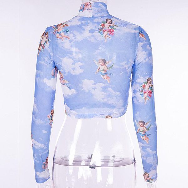 

womens transparent sheer long sleeve mesh o neckline shirt club see-through selling high quality, White