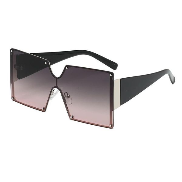 

sunglasses women's metal large frame box gradient color personality, White;black