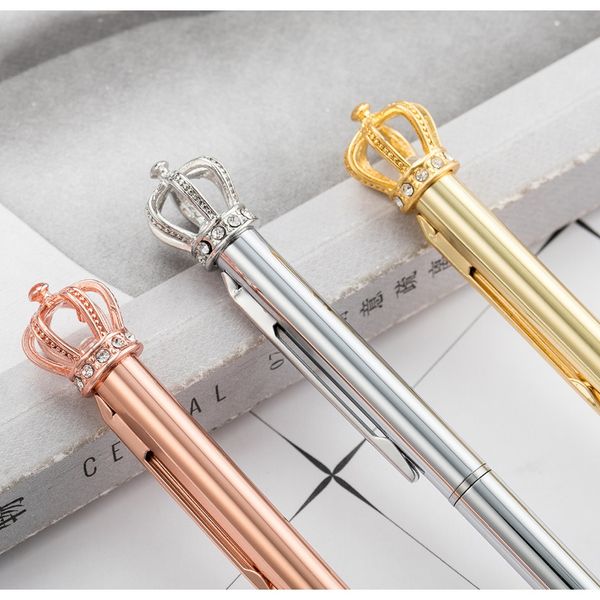 

1 crystal shiny metal crown ballpoint pen interesting ball ballpoint pen school stationery school office supplies wmthcu xhhair, Black;red