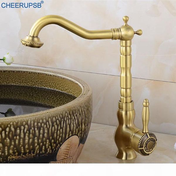

retro basin faucet single hole deck mounted tap antique gold bronze faucets 360 degree rotation taps bathroom luxury torneiras