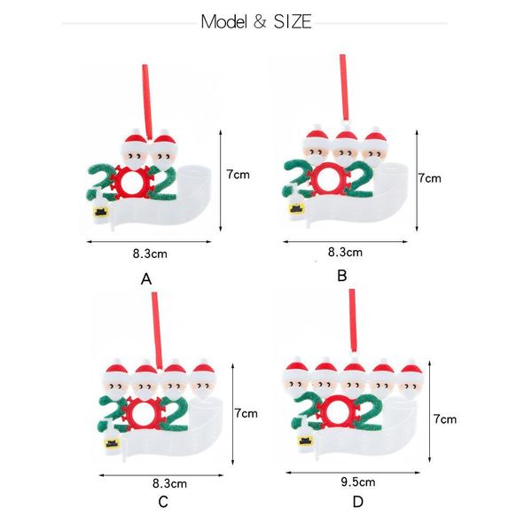 

factoryjcdpgift 2020 family christmas survivor ornament of customized 2 3 4 5 6 7 hanging decoration snowman pendant with face mask
