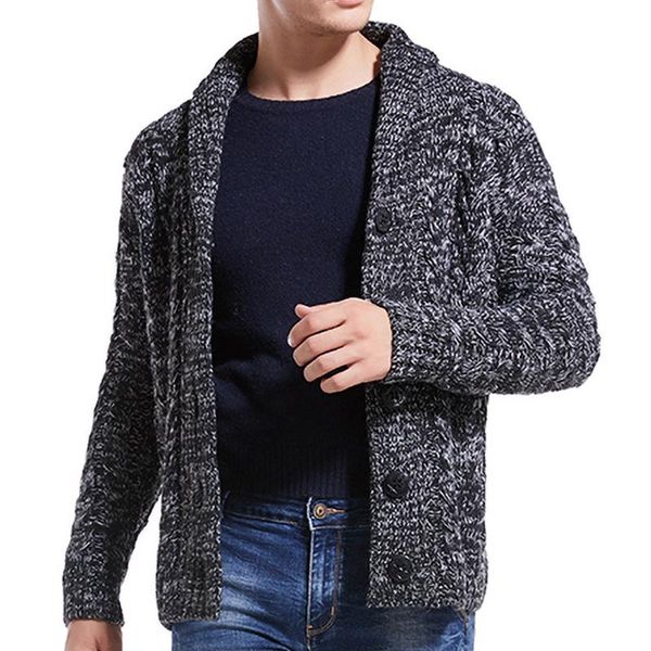 

sweaters cardigan male 2020 autumn winter casual thick sweater lm-men turn down collar solid slim fit knitting mens #my9875, White;black