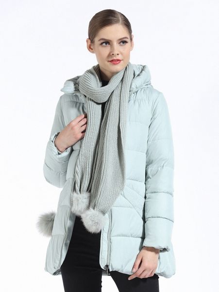 

gasman zip up hooded pom pom detail puffer coat h88w#, Black