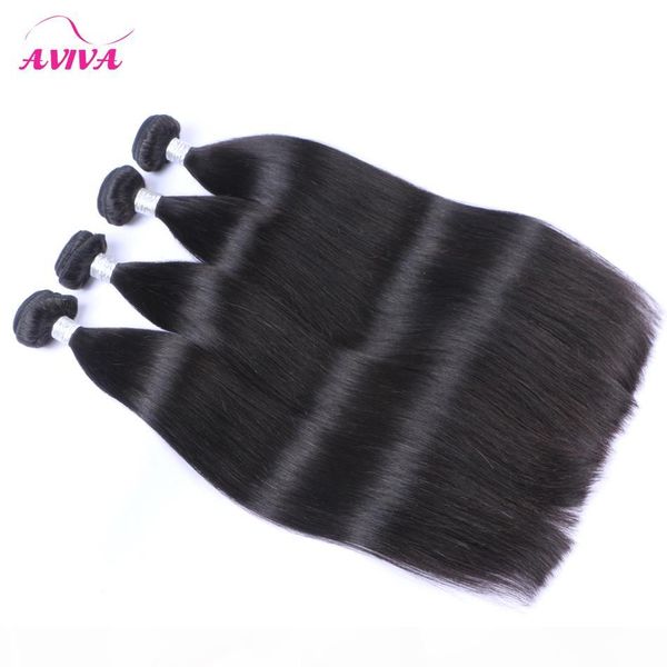

brazilian virgin hair straight 4 pcs lot unprocessed brazilian human hair weave bundles natural color brazilian remy hair extensions dyeable, Black