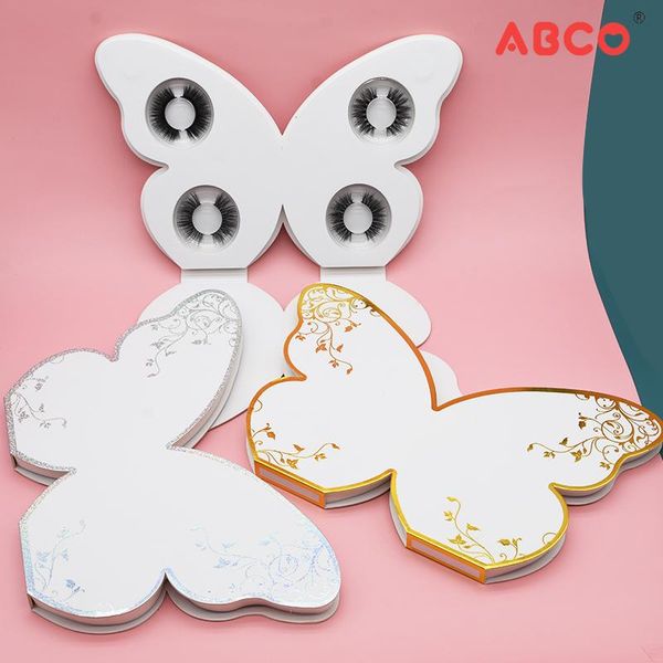 

abco new butterfly false eyelash packaging box with tray fake 3d mink eyelashes boxes print logo magnetic case lashes empty