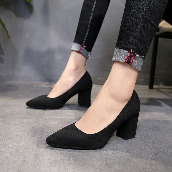 

large size 33-44 high heels women pumps nightclub wedding casual shoes pointed toe parties slip-on summer flock shallow square, Black