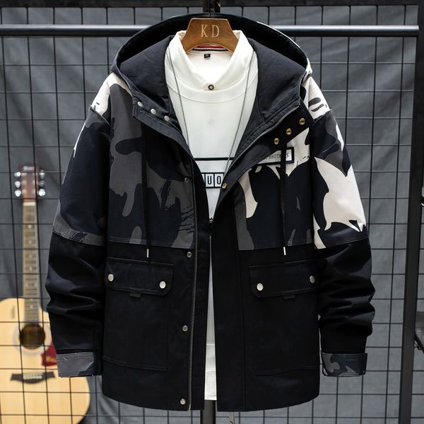 

men's 2020 fine spring fit fashiont trend casual chic new arrival camouflage jacket plus size p3s2, Black;brown