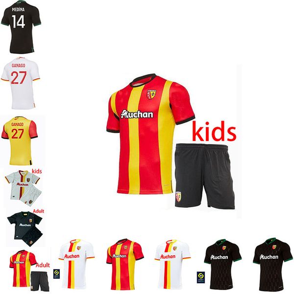 

2021 rc lens new football shirt maillot de fofana ganago kakuta grandit fortes perez 2020 third home and away boys' shirt, Black;yellow