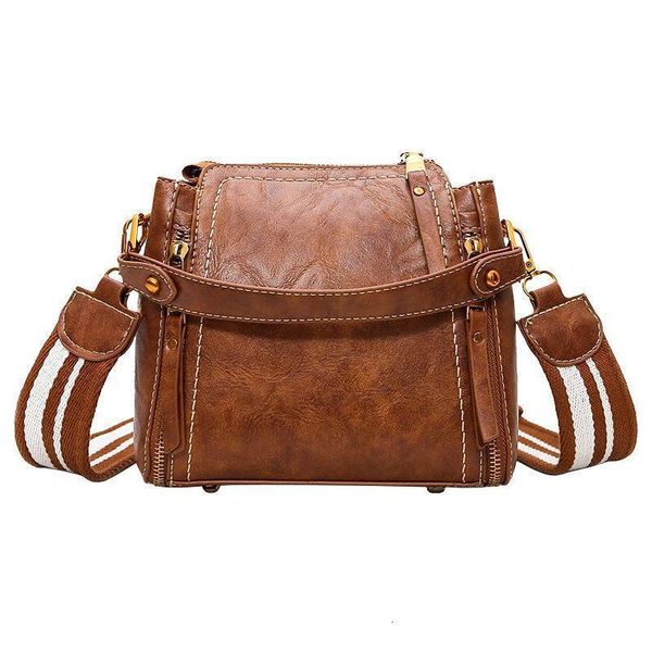 

straps width small bag woman portable soft leather bucket package tide single shoulder messenger