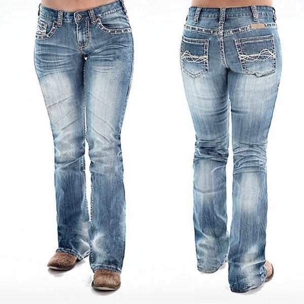 

long pants denim jeans long casual design new pants ladies jeans denim embroidery washed beaded1, Blue