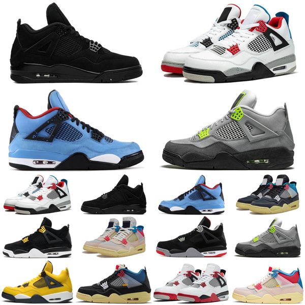 

2020 fire red 4 4s men women basketball shoes black cat cactus jack guava ice noir what the bred mens trainers sports sneakers