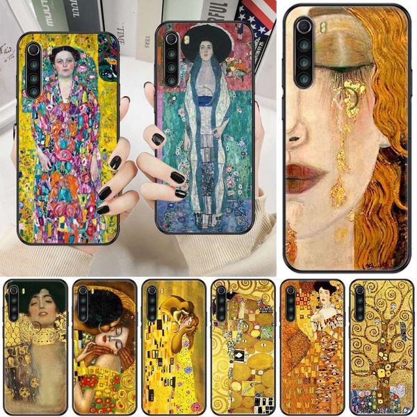 

bgrfgustav klimt art kiss mobile phone cover, suitable for , super black tpu waterproof silicone shell, redmi note 7 7a 8 8t 9 9a 9s k30