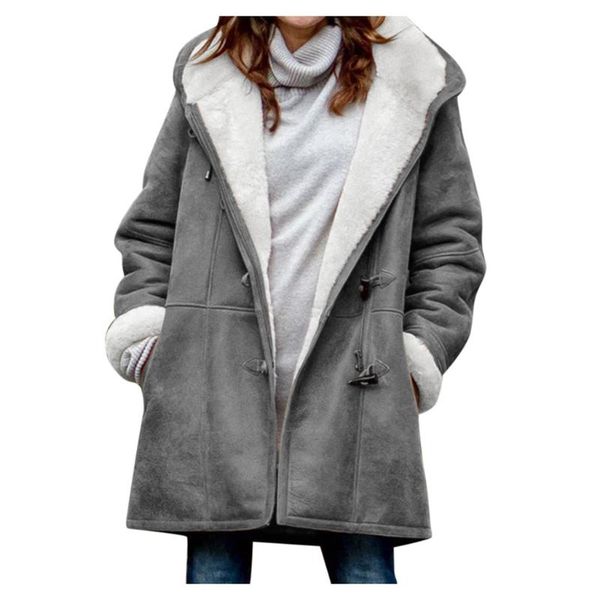 

autumn winter warm coats plus size pocket plush winter coat women pure color female outerwear overcoat, Black;brown