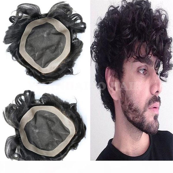 

black color malaysian virgin human hair loose wave short hair men toupee ing
