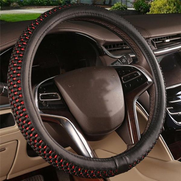 

steering wheel covers pu leather diy car cover soft braid design with needle and thread interior kit