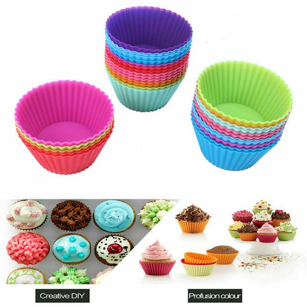 

50pcs silicone cupcake liners muffin cake molds kitchen baking cups mixed color