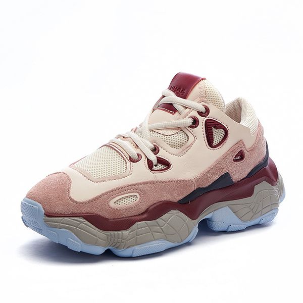 

breathable leather women's chunky sneakers 2019 fashion spring platform women sneaker woman trainers shoes ladies footwear c1212, Black;white