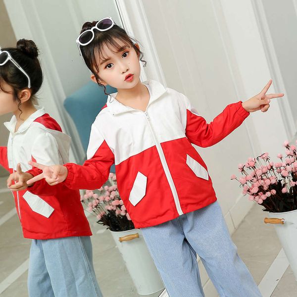 

new girls' casual coat color autumn matching et children's hooded zipper shirt korean top, Black