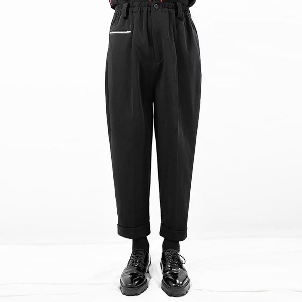

men's black hemmed slacks are versatile with black wide-leg trousers. s-6xl1