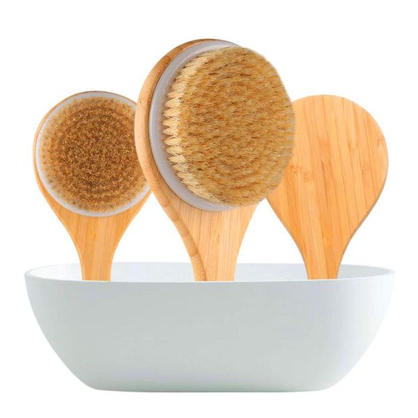 

treesmil natural bristle bath brush exfoliating beauty body shower brush portable travel massage horse hair wooden dry brush d30 bbyopq