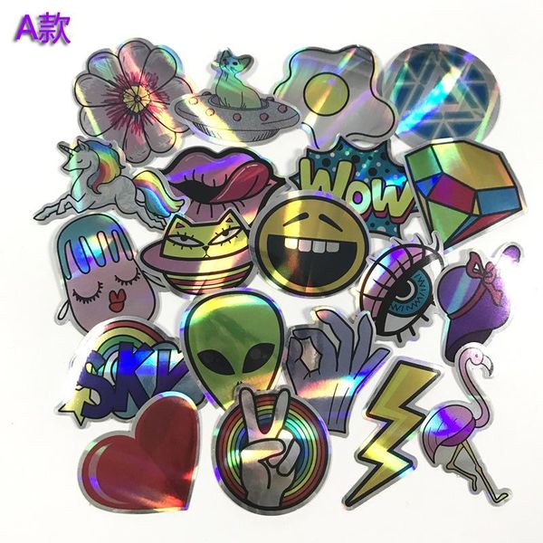 

20 шт. установить прохладные лазерные звезды наклейки для мотоцикла ноутбука тележки скейтборд красочные череп крест наклейки наклейки накле