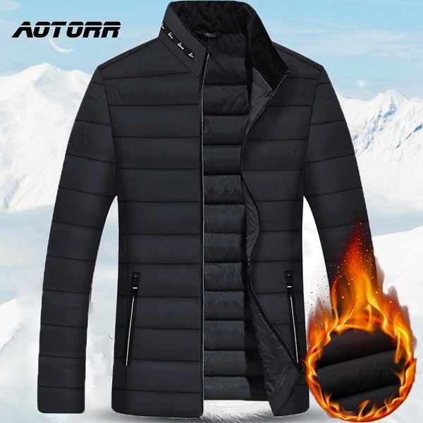 

winter jacket men new casual parkas men's thermal coats slim fit thick warm outwear male coat windbreak parka 201028, Black