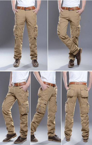 

2021 thin new cargo pants of the black khaki men trousers 6 strained pockets autumn no strain spring army green ogof
