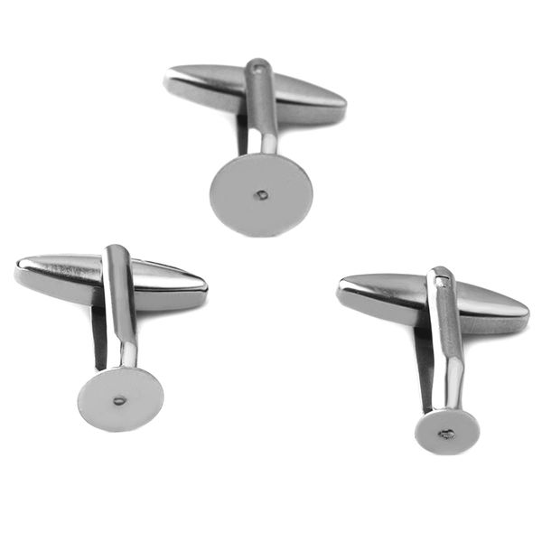 

semitree 10pcs/lot stainless steel french cufflinks base blank tray setting diy cuff links fashion jewelry accessories 8mm 10mm q1219, Silver