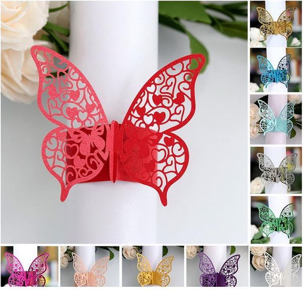 

new 50 pieces/set butterfly style laser cut paper napkin rings napkins holders l wedding favors table decoration jllfim